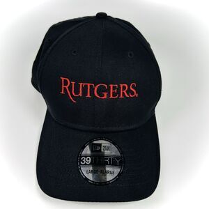 Rutgers Scarlet Knights Hat Cap Logo 39Thirty Fitted Hat Cap L/XL Black NCAA